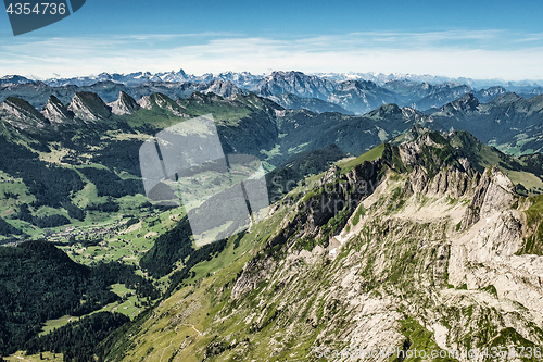 Image of Mountain view from Mount Saentis, Switzerland , Swiss Alps.