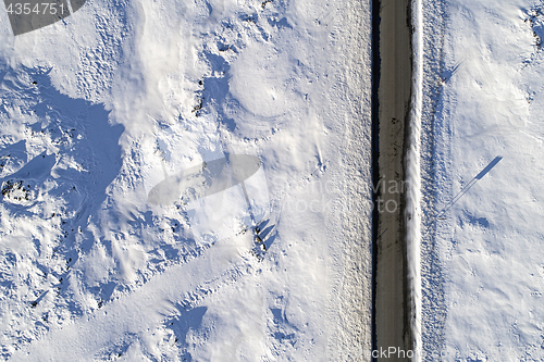 Image of Aerial icy road\r