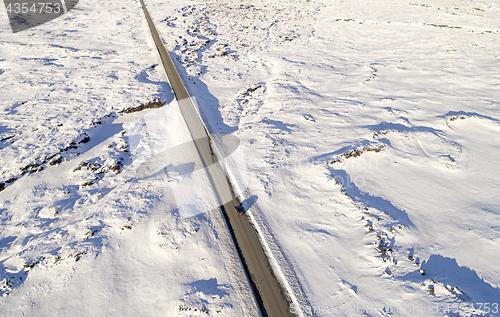 Image of Aerial icy road\r