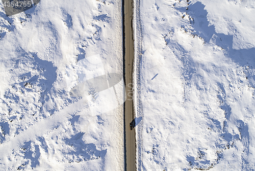 Image of Aerial icy road\r