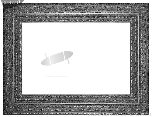 Image of Vintage silver plated wooden frame Isolated with Clipping Path