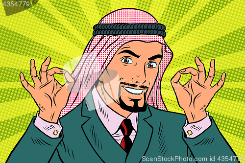 Image of Two hands OK gesture, the Arab businessman