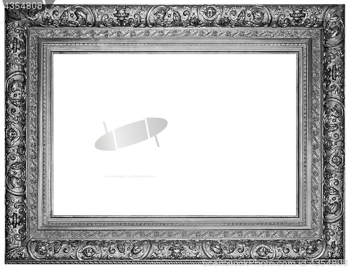 Image of Vintage silver plated wooden frame Isolated with Clipping Path