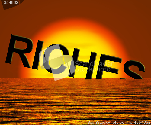 Image of Riches Word Sinking Showing Difficulty Getting Rich