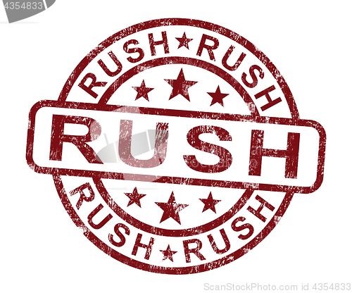 Image of Rush Stamp Shows Speedy Urgent Delivery