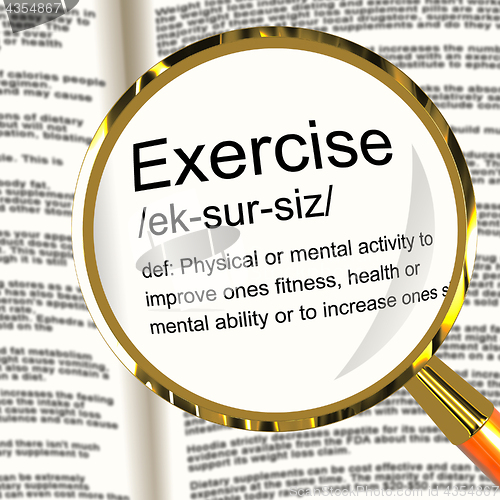 Image of Exercise Definition Magnifier Showing Fitness Activity And Worki