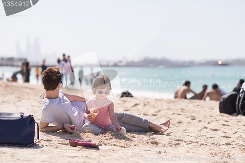 Image of Mom and daughter on the beach