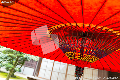 Image of Traditional Japanese red umbrella 