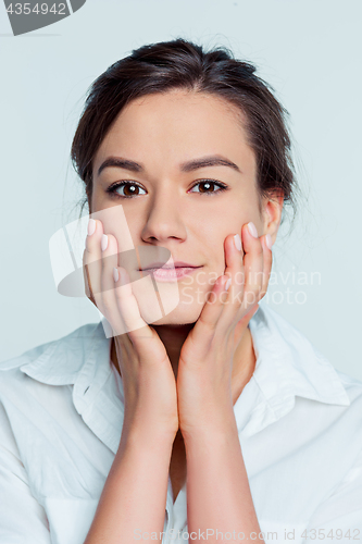 Image of The young woman\'s portrait with happy emotions