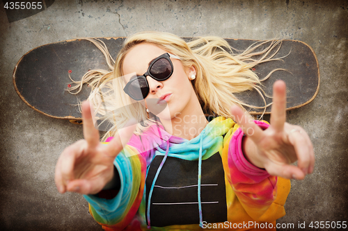 Image of Skater Girl Peace Sign