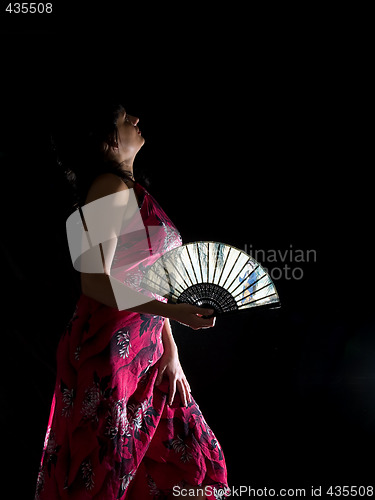 Image of lady with feather in night