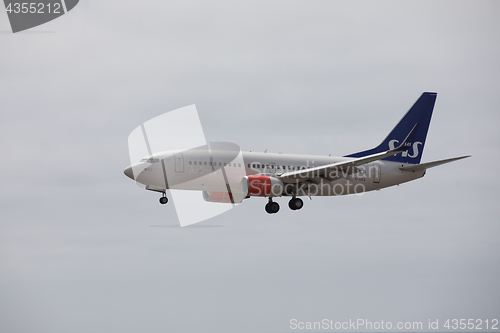 Image of ARECIFE, SPAIN - APRIL, 15 2017: Boeing 737-700 of SAS landing a