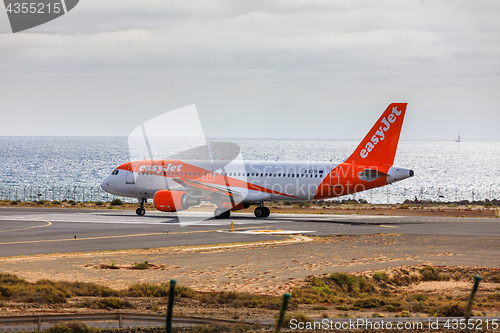 Image of ARECIFE, SPAIN - APRIL, 15 2017: AirBus A319-100 of easyjet read