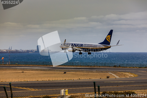 Image of ARECIFE, SPAIN - APRIL, 15 2017: Boeing 737-800 of RYANAIR with 