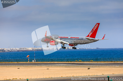 Image of ARECIFE, SPAIN - APRIL, 15 2017: Boeing 757 - 200 of JET2 with t