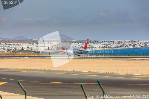 Image of ARECIFE, SPAIN - APRIL, 15 2017: Boeing 757 - 200 of JET2 with t