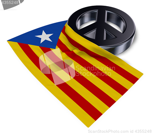 Image of peace symbol and flag of catalonia - 3d rendering