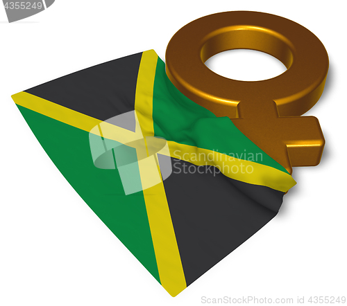 Image of female symbol and flag of jamaica - 3d rendering