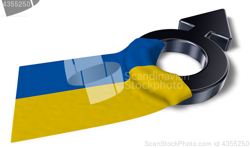 Image of mars symbol and flag of the ukraine - 3d rendering