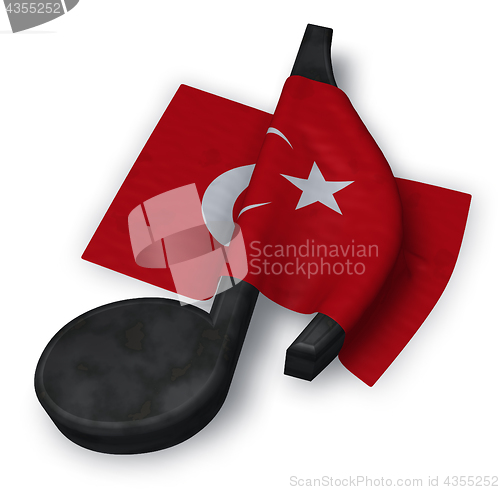 Image of music note symbol symbol and flag of turkey - 3d rendering