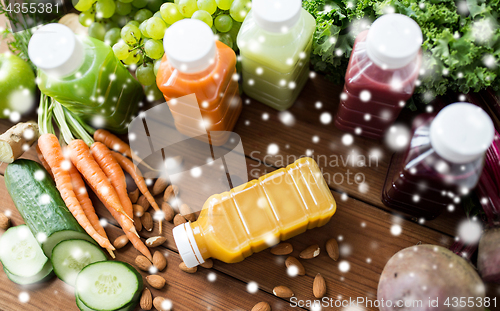 Image of bottles with different fruit or vegetable juices