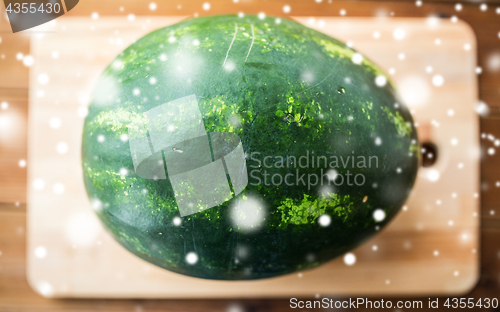 Image of close up of watermelon on cutting board