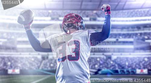 Image of american football player celebrating after scoring a touchdown