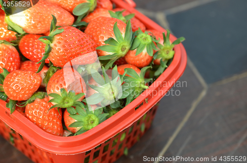 Image of Closeup on strawberries in basket