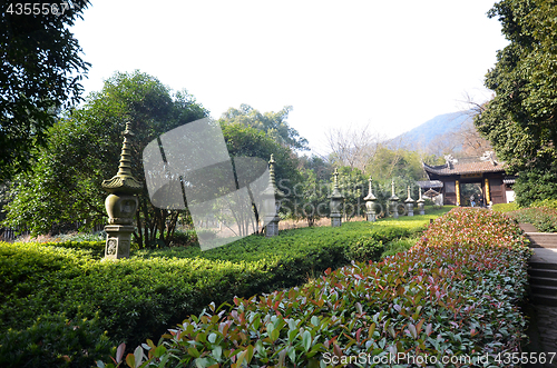 Image of Beuatiful architecture in Ancient buddhist temple , Lingyin temp