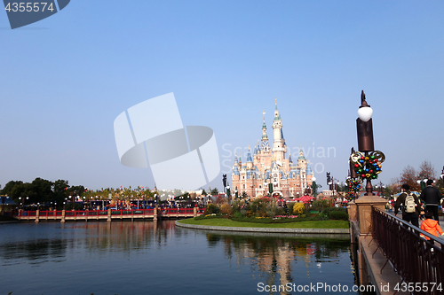 Image of Sleeping Beauty Castle in Disneyland park in Shanghai