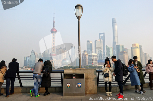 Image of Pudong district view from The Bund waterfront area in Shanghai