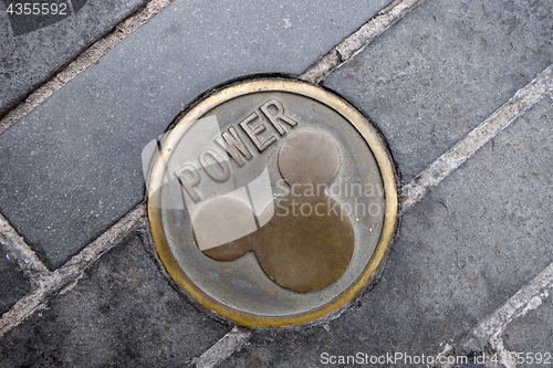 Image of Power hole cover with Mickey Mouse imprinted