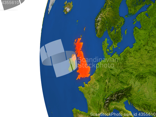 Image of United Kingdom on globe
