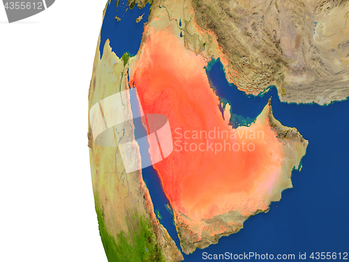 Image of Saudi Arabia on globe