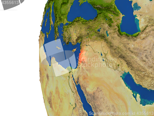 Image of Lebanon on globe