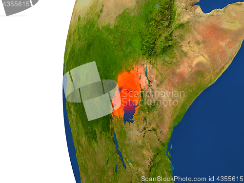 Image of Uganda on globe