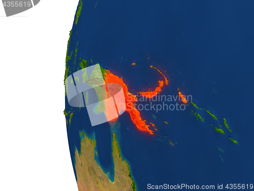 Image of Papua New Guinea on globe