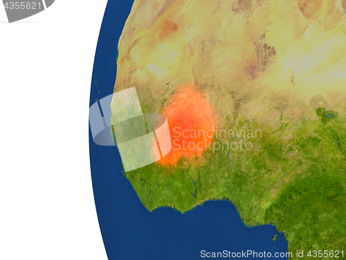 Image of Burkina Faso on globe