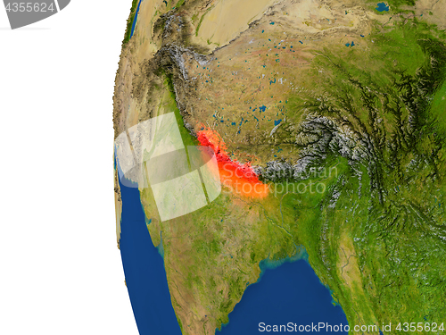 Image of Nepal on globe