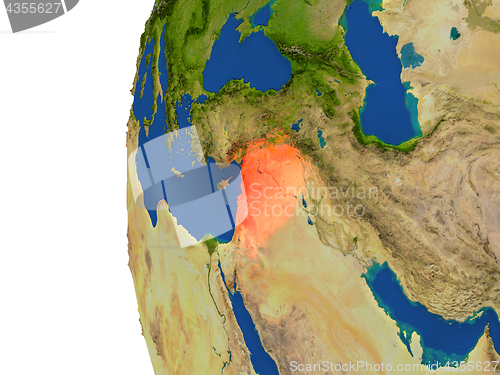 Image of Syria on globe