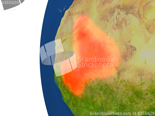 Image of Mali on globe