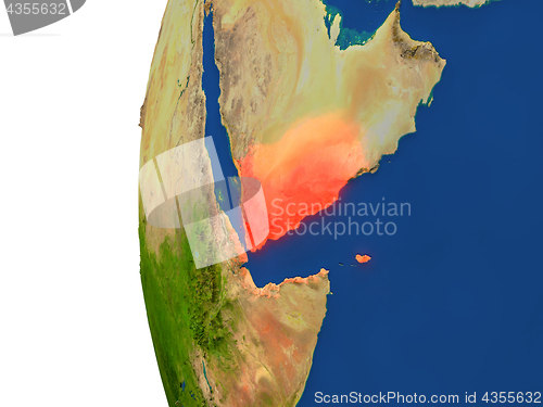 Image of Yemen on globe