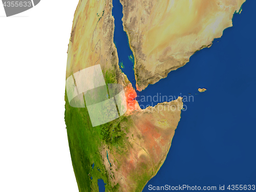 Image of Djibouti on globe
