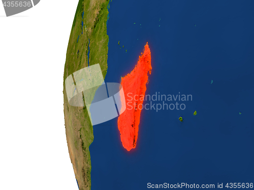 Image of Madagascar on globe