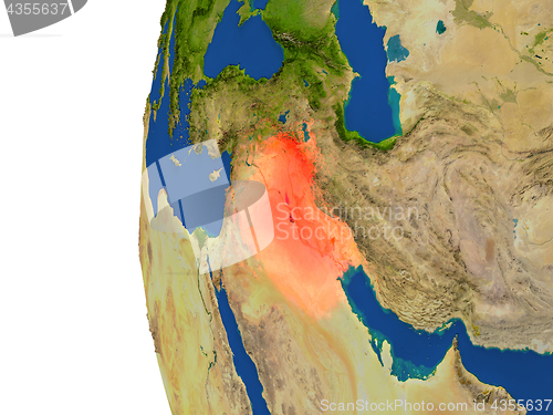 Image of Iraq on globe