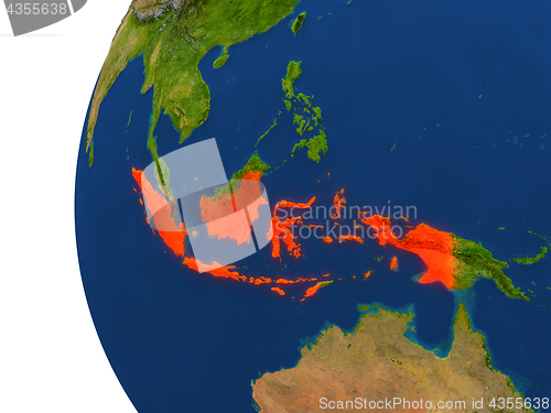 Image of Indonesia on globe