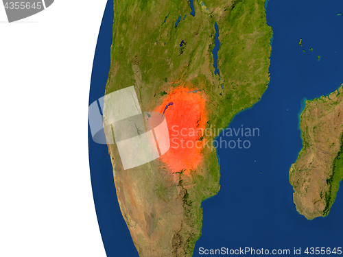 Image of Zimbabwe on globe