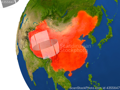 Image of China on globe
