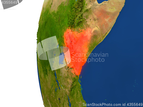 Image of Kenya on globe