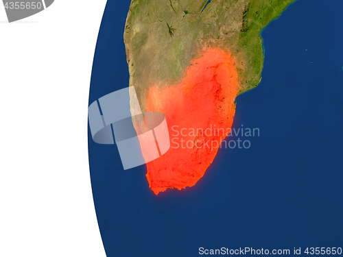 Image of South Africa on globe